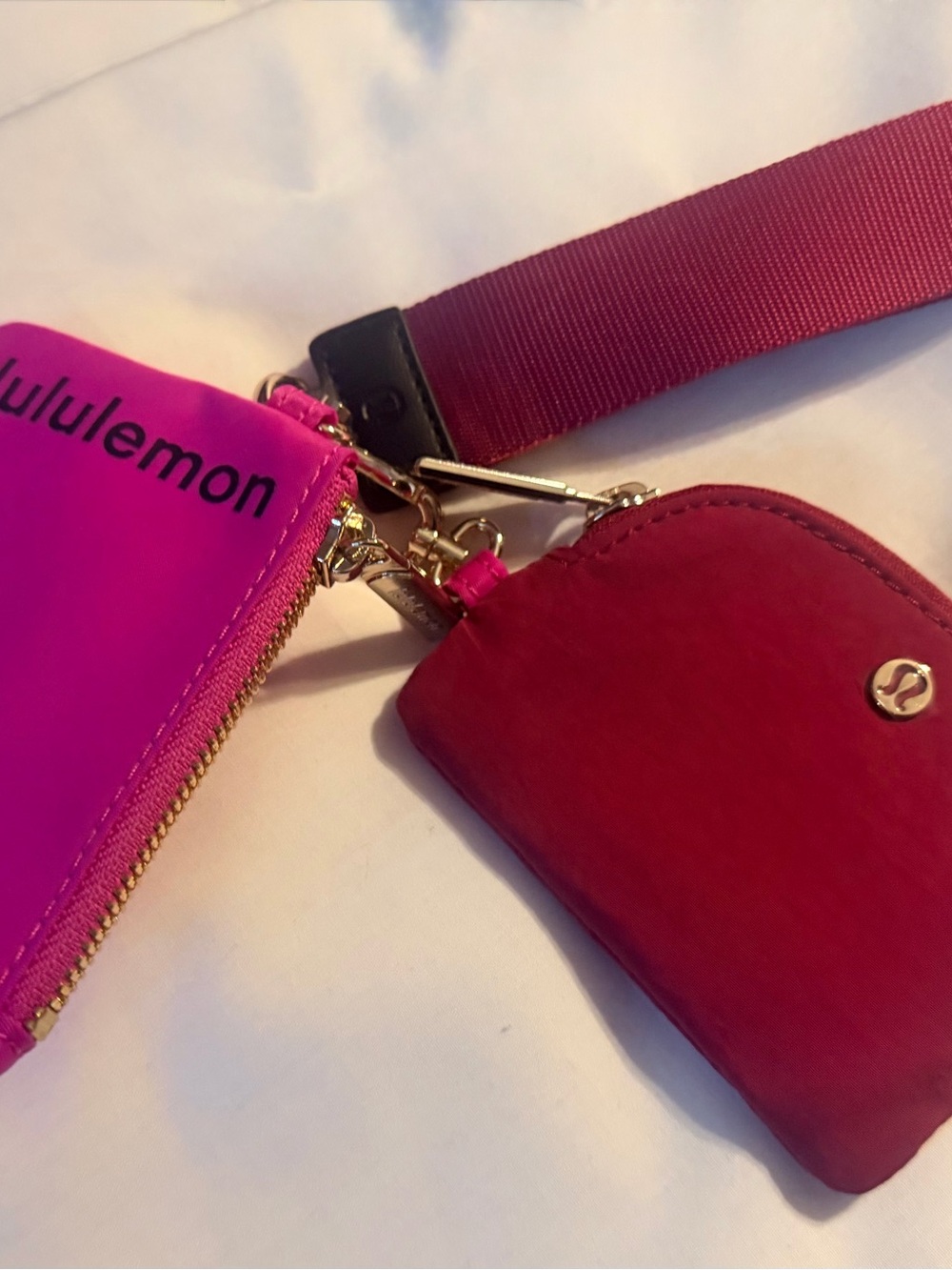 lululemon athletica Pink and Burgundy Key & Card Holder Pouches Set